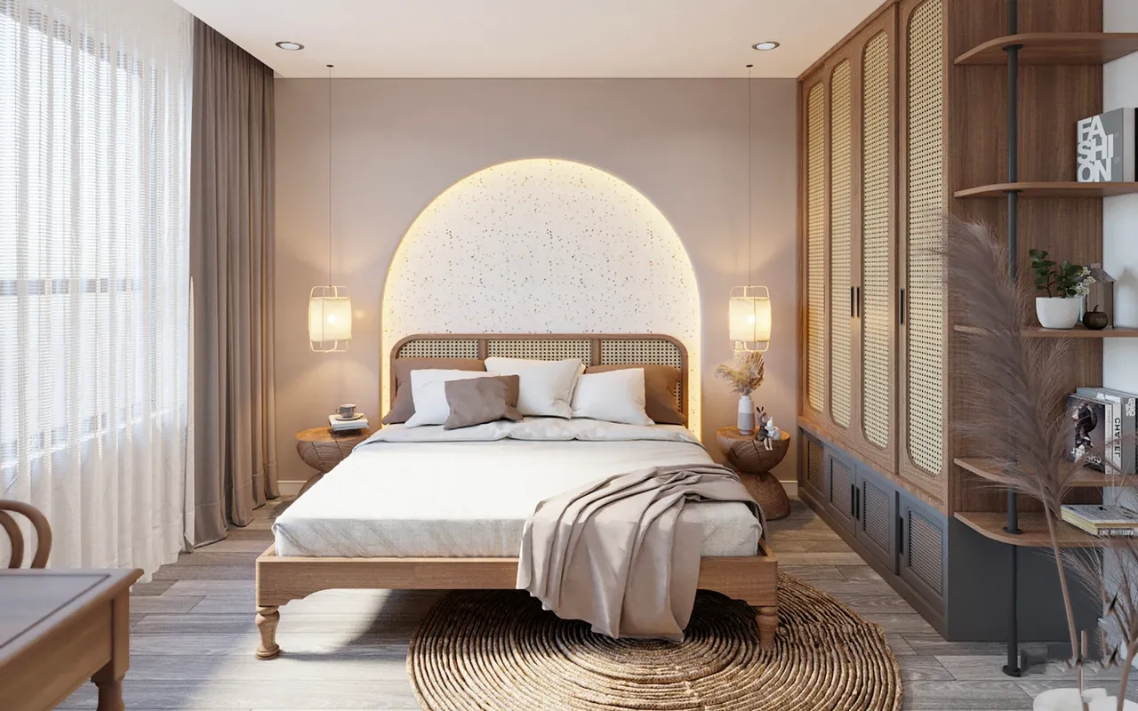 Phòng ngủ phong cách Wabi Sabi mang đến một cảm giác thật dễ chịu, thoải mái, yên bình