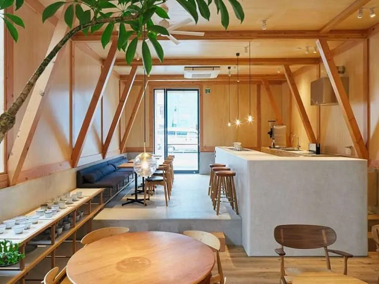 Thiết kế nội thất quán cafe tối giản phong cách Nhật Bản