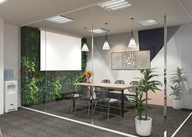 Thiết kế văn phòng nhỏ với cây xanh mát
