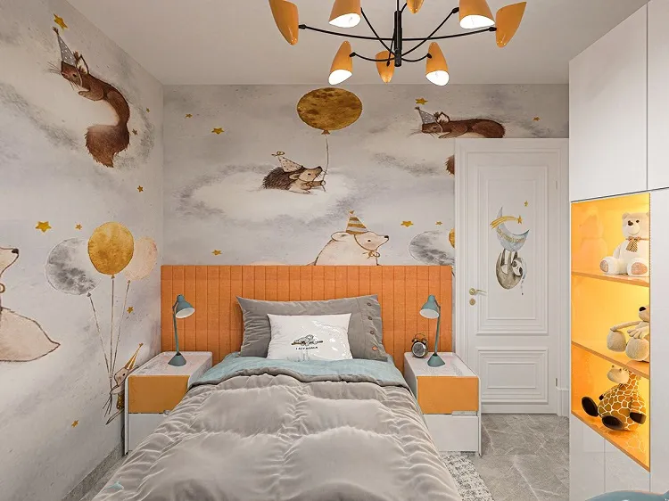 Tranh tường phòng ngủ phù hợp với nội thất và màu sắc của không gian.