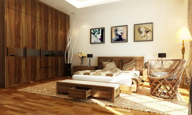 Tủ áo và giường ngủ từ gỗ hương vừa sang trọng vừa tạo sự thư thái dễ chịu với mùi hương dịu nhẹ của gỗ.