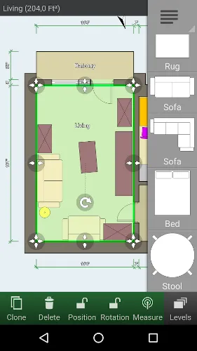 Giao diện Floor Plan Creator trên Android