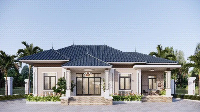 Nhà mái Nhật 1 tầng 3 gian dành cho gia đình 2-3 thế hệ