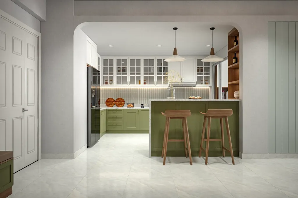 Thiết kế nội thất căn hộ 82m2 phong cách Scandinavian với gian bếp và khu vực ăn uống đơn giản nhưng ấm cúng