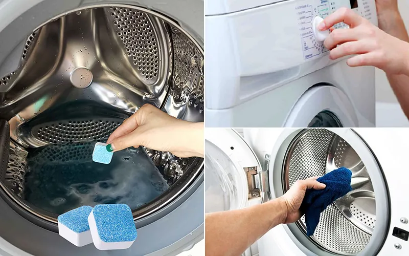 Vệ sinh máy giặt bằng viên tẩy rửa