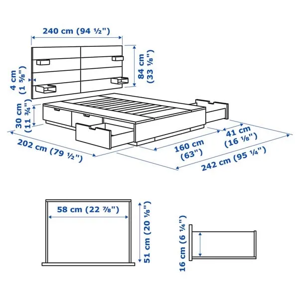 Bản vẽ kỹ thuật mẫu giường đa dạng khu vực lưu trữ