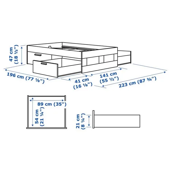 Bản vẽ kỹ thuật mẫu giường ngủ 4 ngăn kéo không ván đầu giường