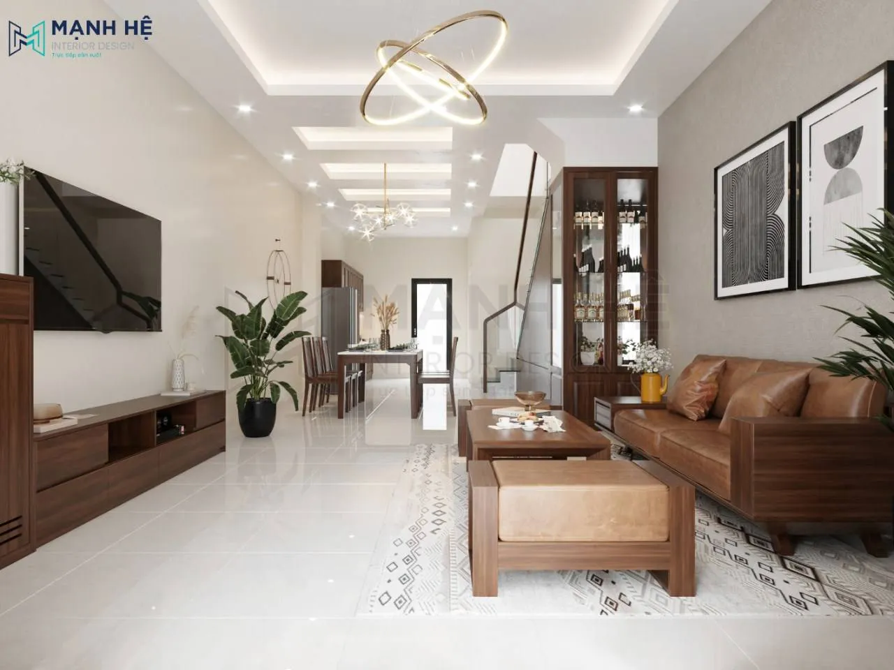 Mẫu phòng khách nhà ống 4m đơn giản với phong cách minimalist