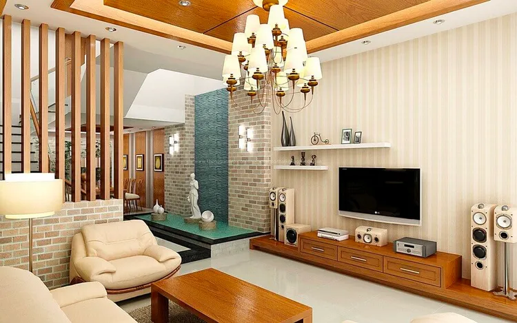 Phòng khách nhà ống 4m ấm áp với tone màu be kết hợp với chất liệu gỗ tự nhiên, tạo ấn tượng với các chi tiết hiện đại tạo nên sự mới lạ và hấp dẫn.