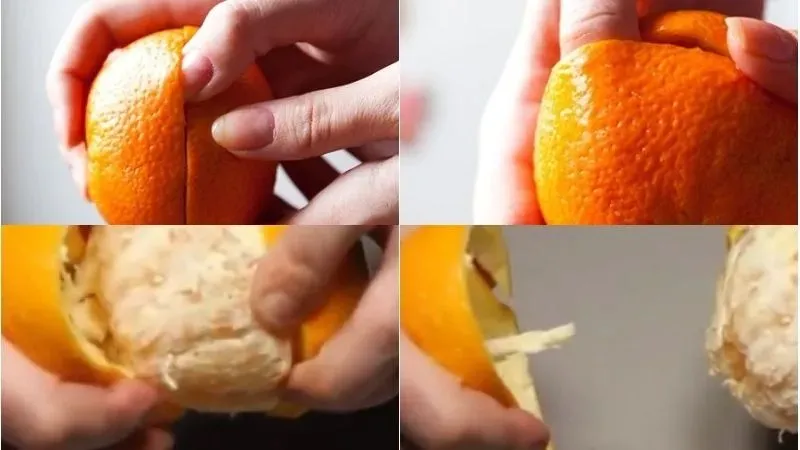Tách vỏ quả cam để làm nên thơm