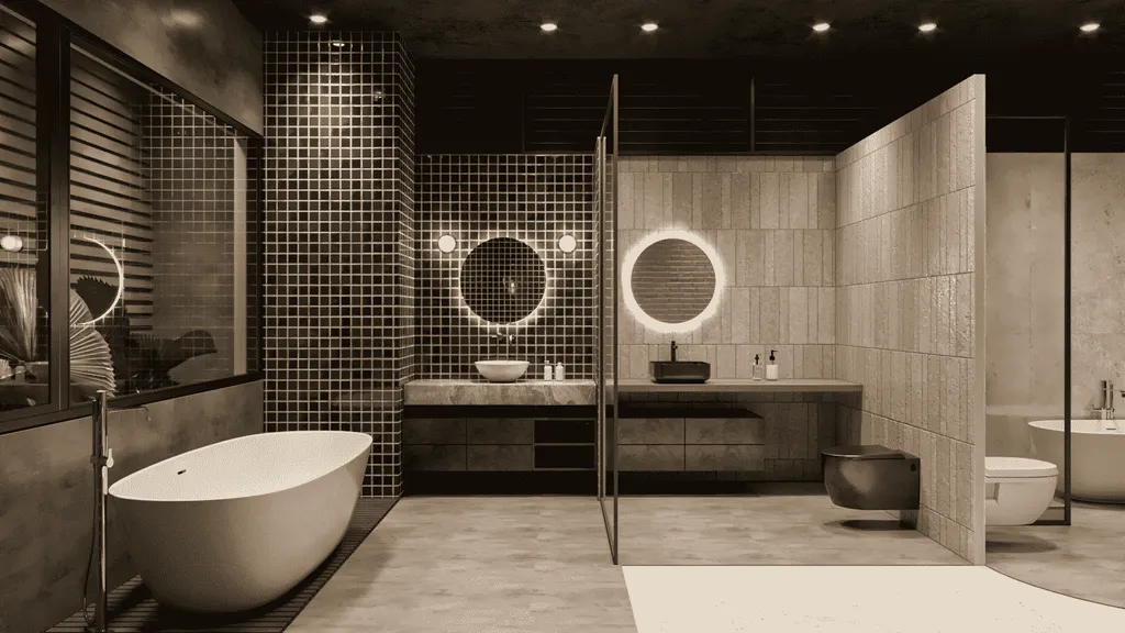 Mẫu vách kính nhà tắm giúp ngăn cách không gian tắm và vệ sinh thông thường