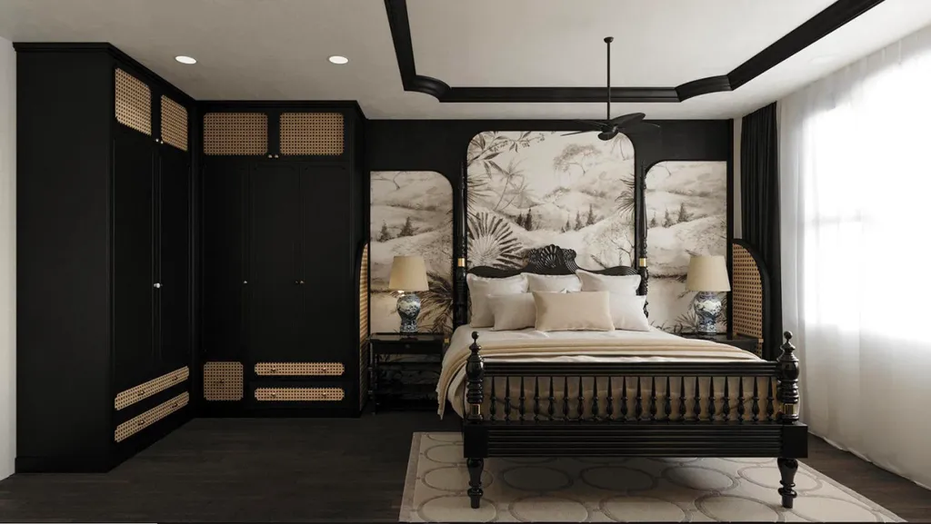Thiết kế phòng ngủ đơn giản nhưng đậm phong cách Indochine