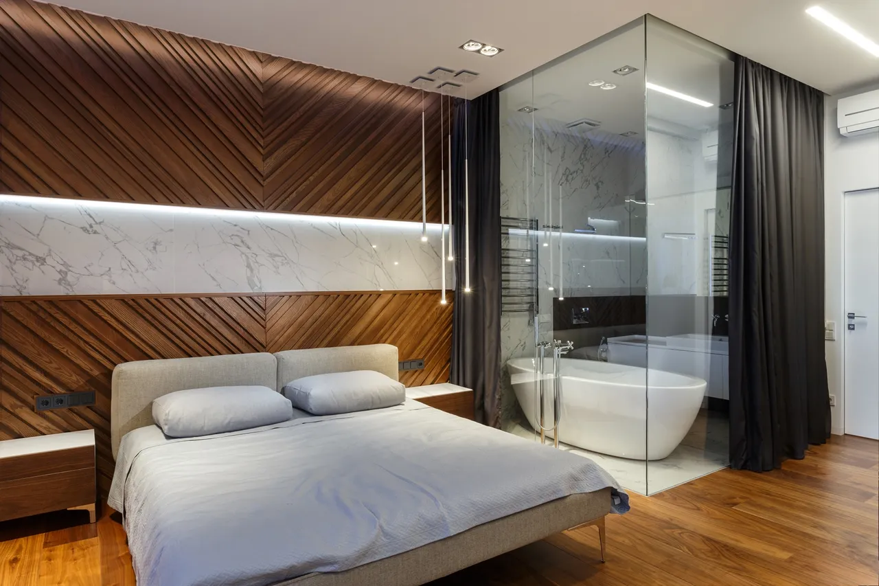Vách kính nhà tắm được thiết kế phù hợp với mọi phong cách nội thất.