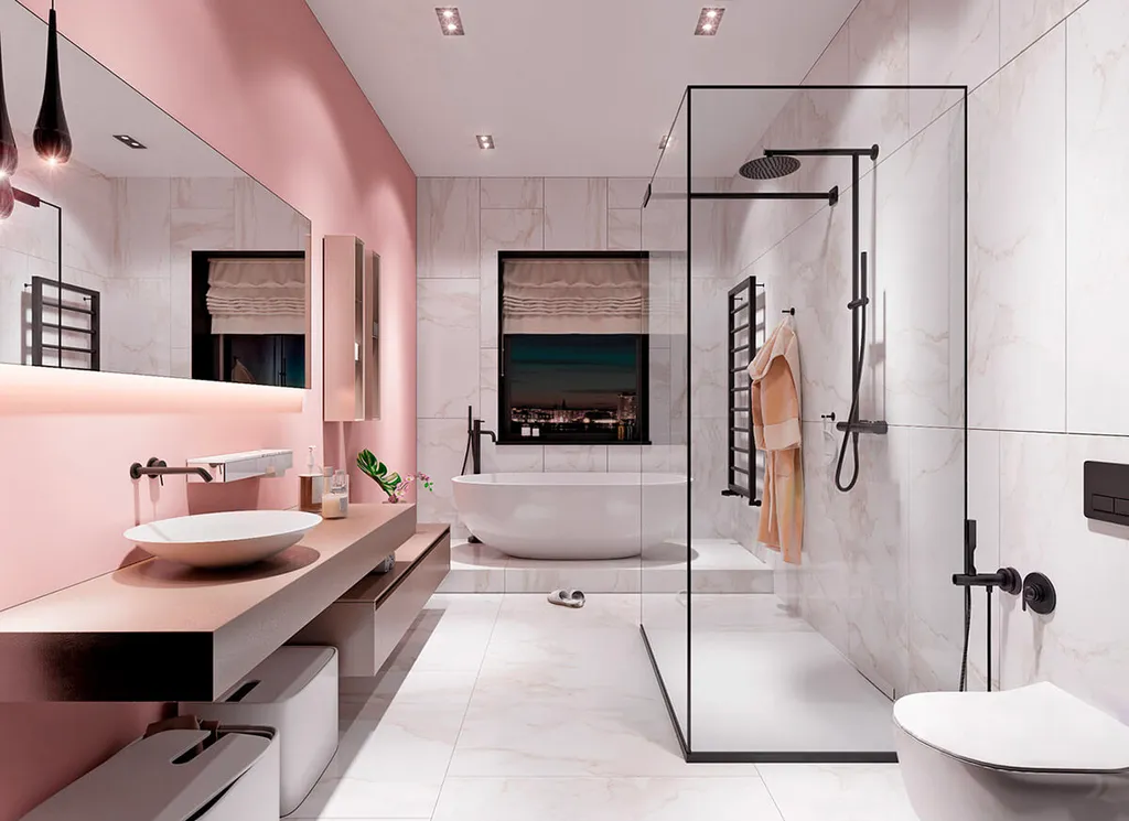 Vách kính nhà tắm thường được lắp đặt kín với khung nhôm hoặc khung inox chắc chắn để giữ vách kính ổn định và tránh rung lắc. 