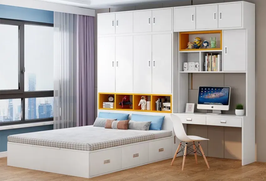 Giường kết hợp tủ tạo nét hiện đại cho căn phòng
