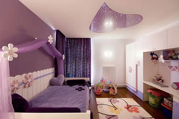 Mẫu phòng ngủ cho bé gái 8-10 tuổi với tone màu tím mộng mơ cực đẹp