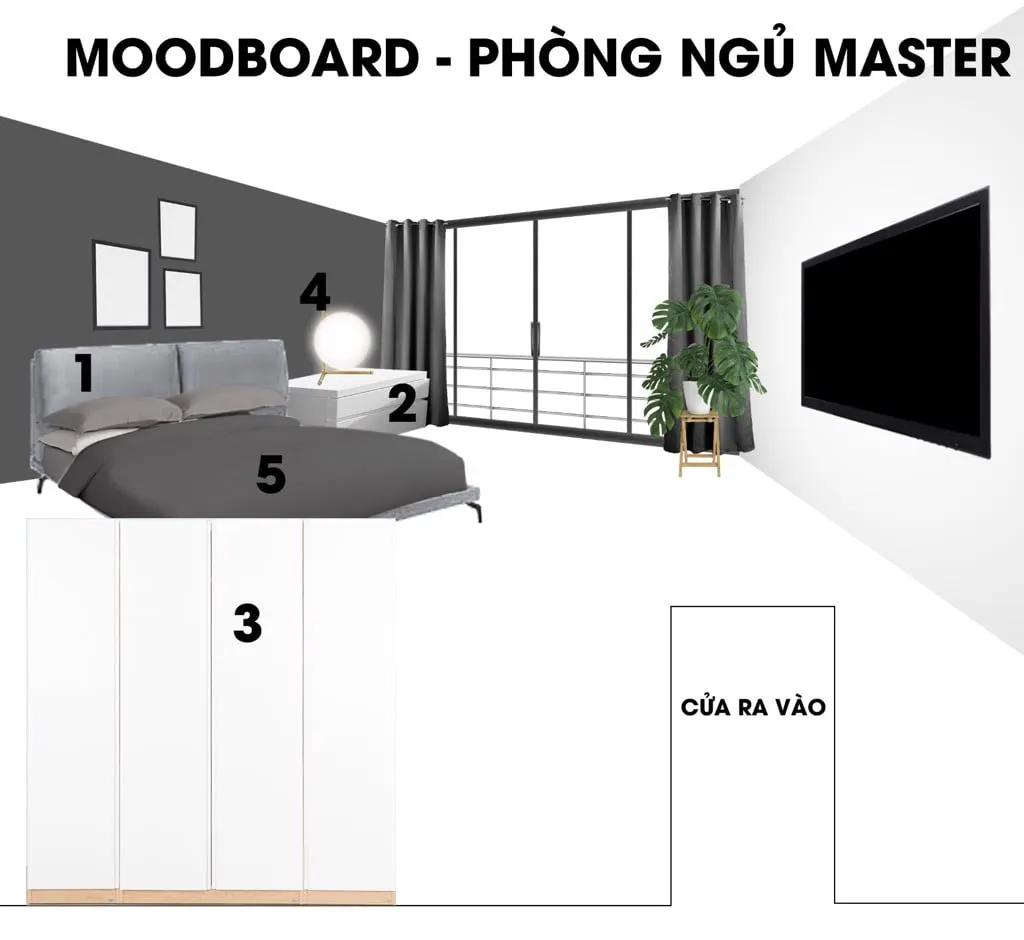 Moodboard phòng ngủ master căn hộ Kingdom 101 2PN