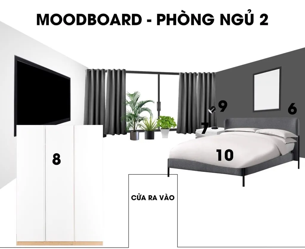 Moodboard phòng ngủ thứ hai căn hộ Kingdom 101 2PN