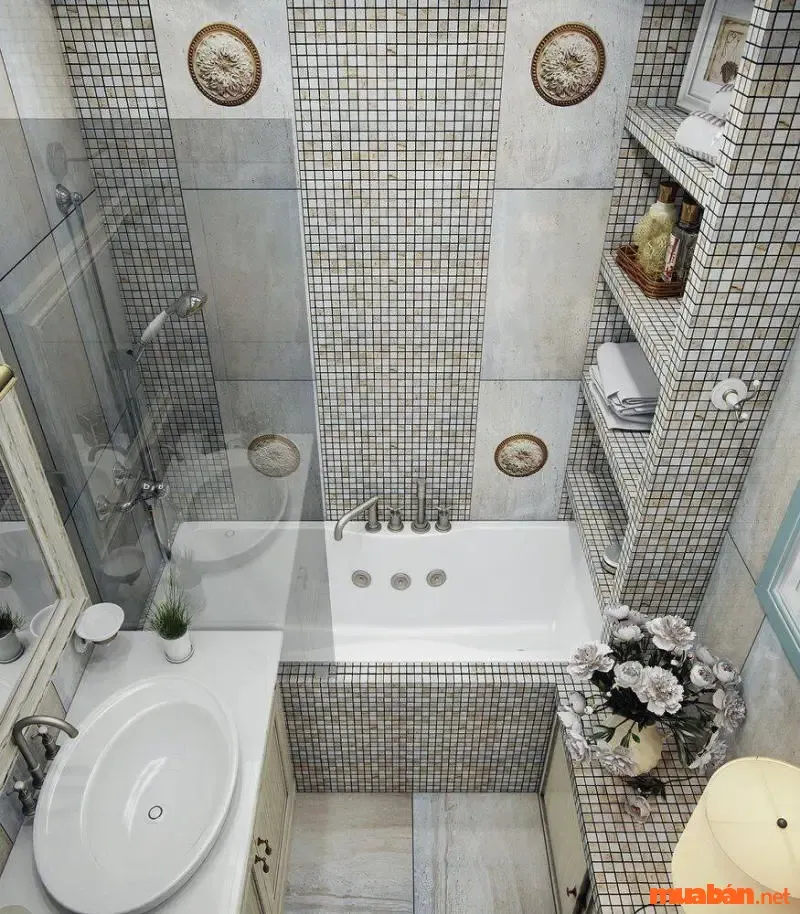 Phòng tắm 3m2 được sắp xếp cực hợp lý cho gia chủ.
