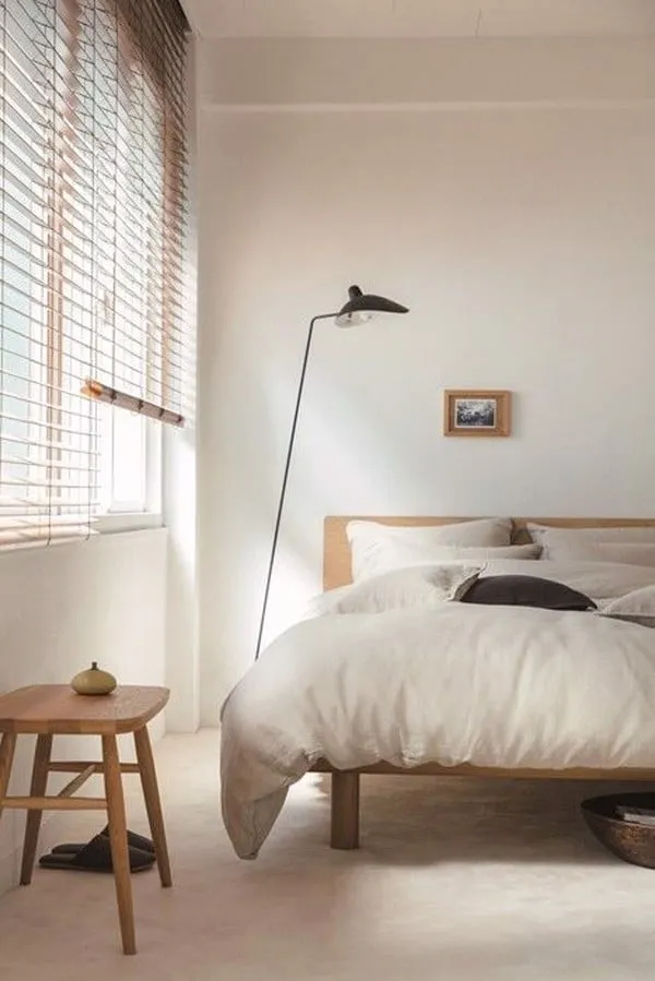 Sử dụng vật liệu tự nhiên và gam màu trung tính khi thiết kế phòng ngủ phong cách Japandi