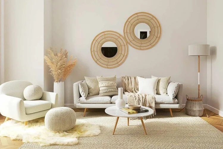 Trang trí phòng khách theo phong cách Scandinavian sử dụng nội thất từ chất liệu gỗ, mây tre và vải là chủ yếu, mang tới cảm giác ấm cúng, thư giãn tuyệt vời. 