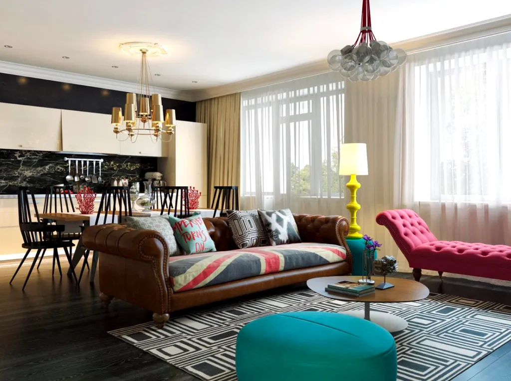 Bộ sofa da cao cấp màu đỏ, đệm sofa màu hồng tạo thêm sự thoải mái và ấm áp cho căn phòng.