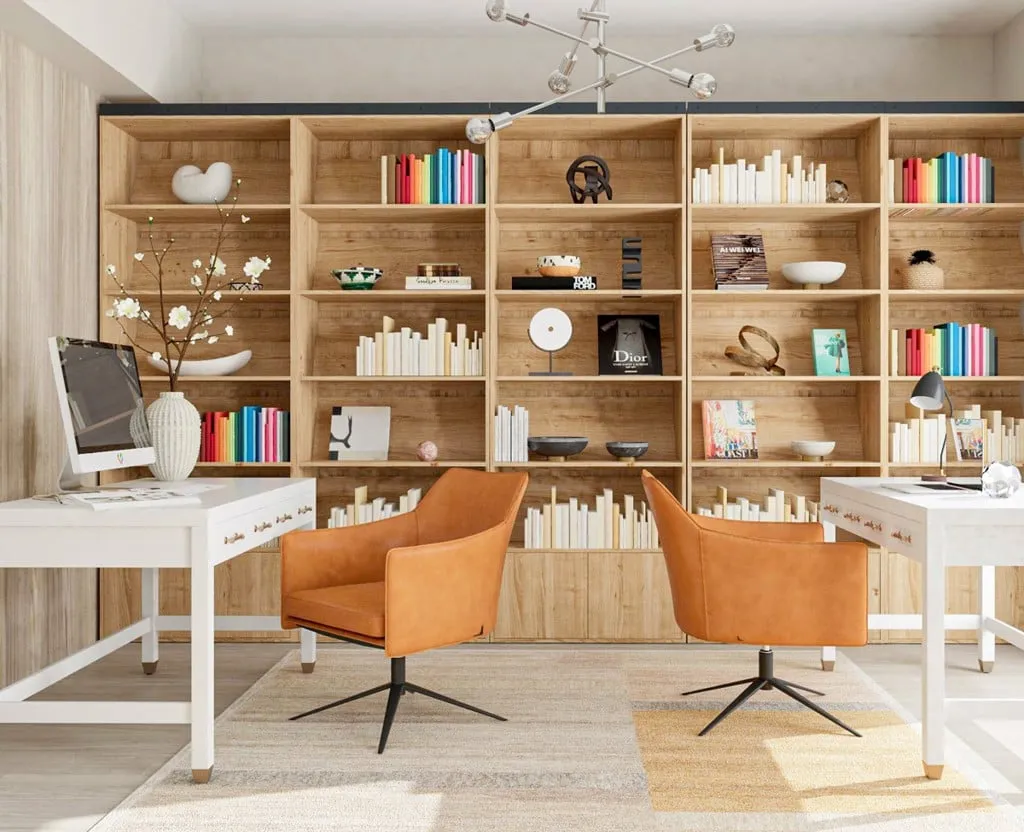 Bố trí nội thất đối xứng, tạo không gian riêng biệt khi làm việc tại nhà