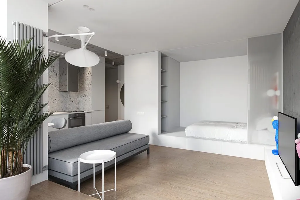 Các không gian trong căn hộ phong cách tối giản được thiết kế mở giúp gia chủ bao quát được toàn bộ bố cục căn hộ