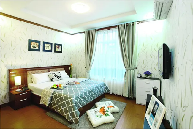 Căn hộ mẫu trong thực tế chung cư Hoàng Anh Thanh Bình - Phòng ngủ.
