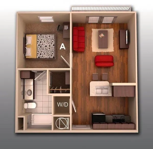 Không gian căn hộ với thiết kế nội thất gỗ