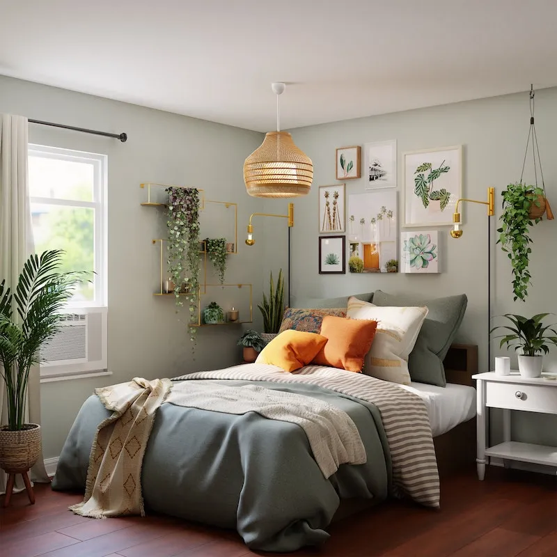 Màu sơn phòng ngủ hài hòa với nội thất được bày trí trong không gian