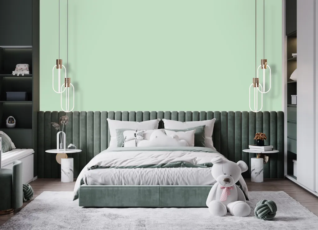 Màu xanh mint là màu sơn phòng ngủ đẹp được nhiều gia chủ lựa chọn
