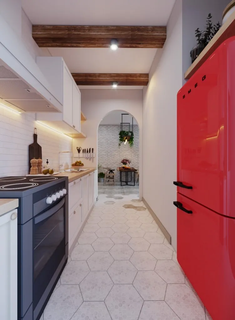 Nhà bếp kiểu hành lang giúp kết nối không gian trong nhà