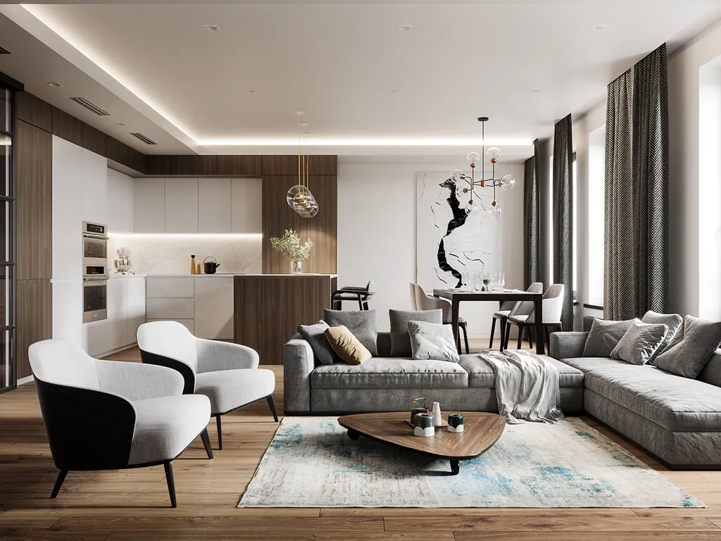 Phòng khách căn hộ phong cách Modern tối giản đầy tinh tế