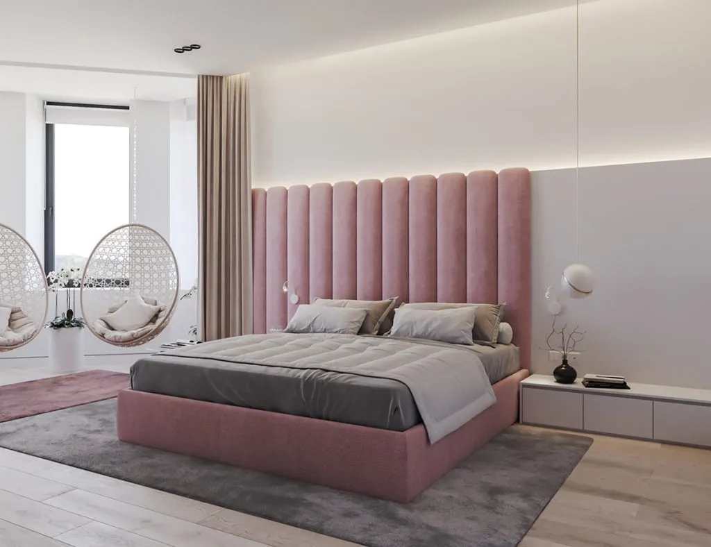 Phòng ngủ căn hộ 1 phòng ngủ dịu ngọt với Color Block Minimalist