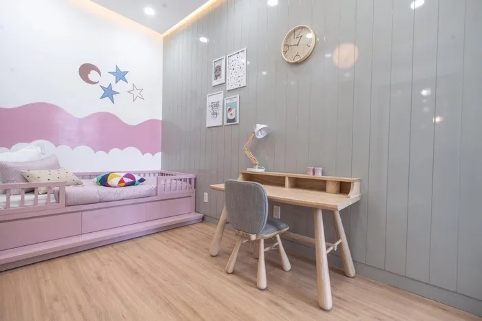 Phòng ngủ cho bé gái được Đại Châu thiết kế theo tông màu hồng