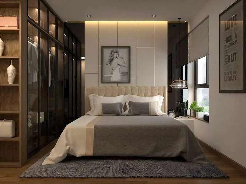 Phòng ngủ đôi sang trọng và thoải mái theo phong cách đương đại.