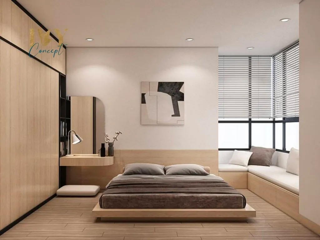 Phòng ngủ sử dụng thiết kế đèn chìm giúp cho căn phòng trở lên trang nhã và tinh tế