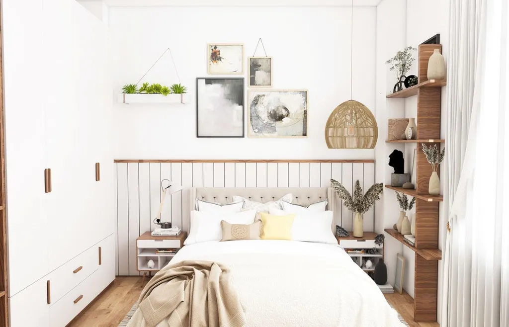 Phòng ngủ Vintage với tông trắng làm nền