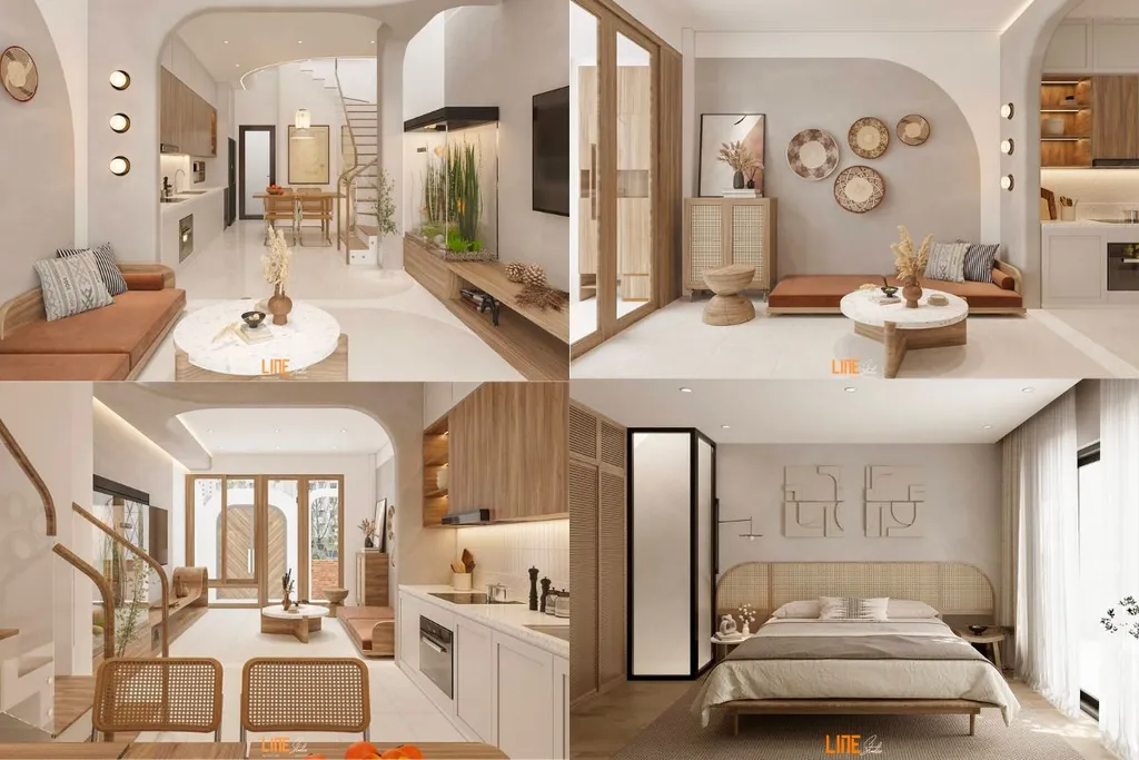 Thiết kế concept nội thất cho Nhà phố Quận 9 mang phong cách Wabi Sabi + Country