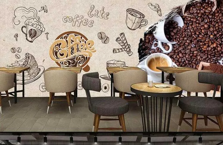 Tranh dán tường cho quán cà phê theo chủ đề về cà phê