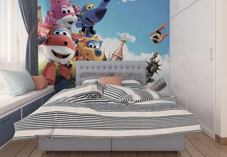 Tranh dán tường phòng ngủ theo chủ đề hoạt hình 