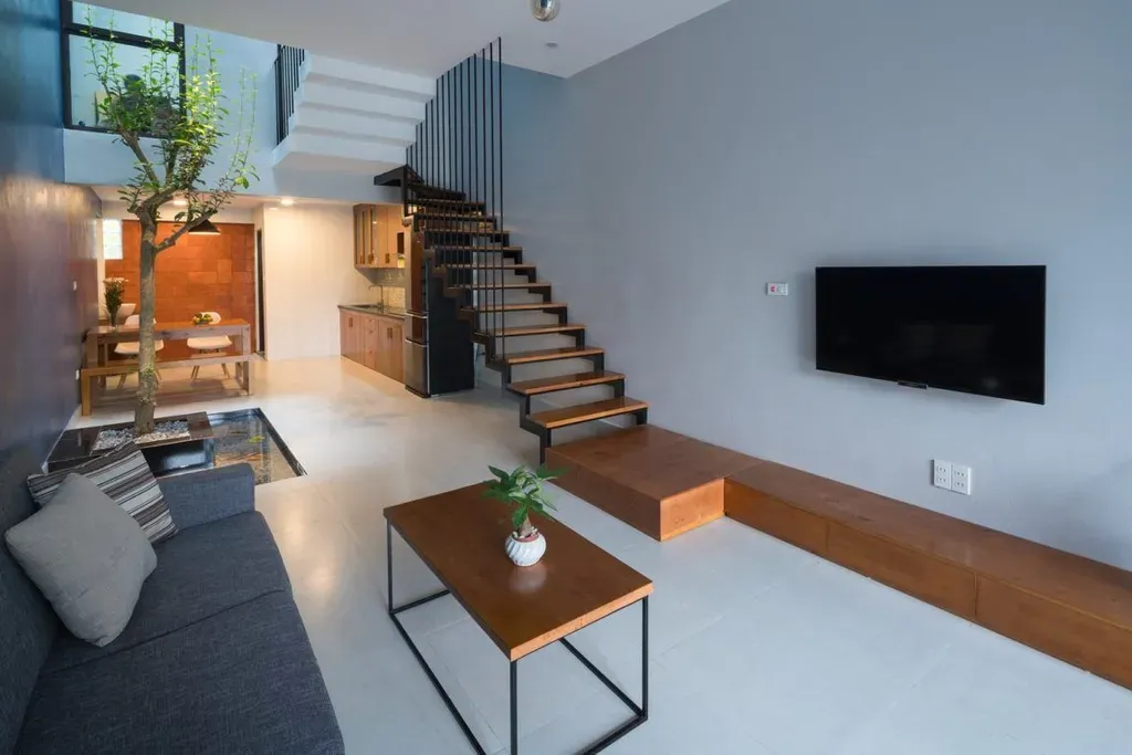 Ý tưởng thiết kế phòng khách 5m hiện đại với nội thất tinh giản