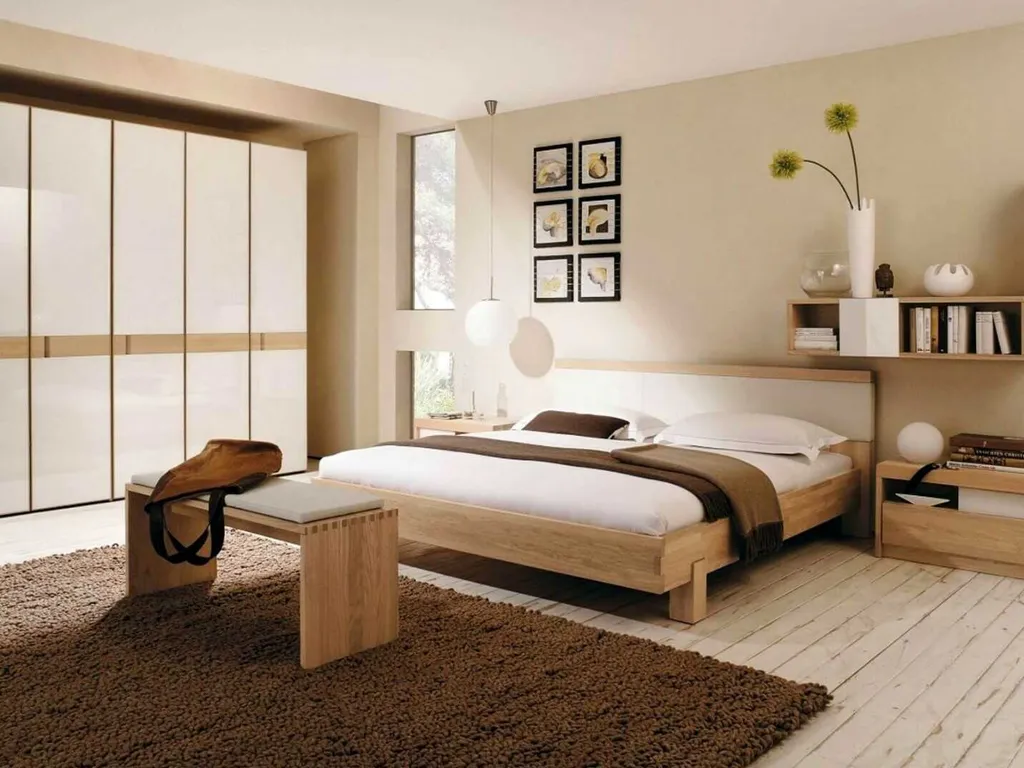Các tông màu chủ đạo là các gam nhẹ nhàng như màu gỗ, trắng, xám, nâu sữa với nội thất đơn giản tạo nên không gian phòng ngủ nhẹ nhàng, lãng mạn đậm màu sắc xứ kim chi.