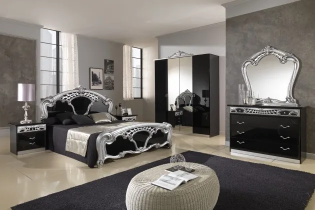 Mẫu phòng ngủ phong cách Baroque với gam màu tối huyền bí, sang trọng