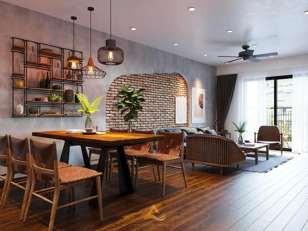 Phòng bếp phong cách Rustic thường hướng đến sự gần gũi và ấm cúng. Hơn thế, không gian cởi mở, sẽ giúp bữa ăn gia đình thêm trọn vẹn và hạnh phúc