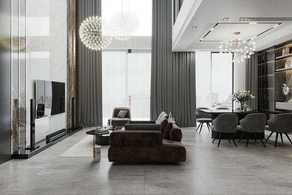 Phong cách đương đại rất phù hợp cho căn hộ duplex tại chung cư Tecco Diamond