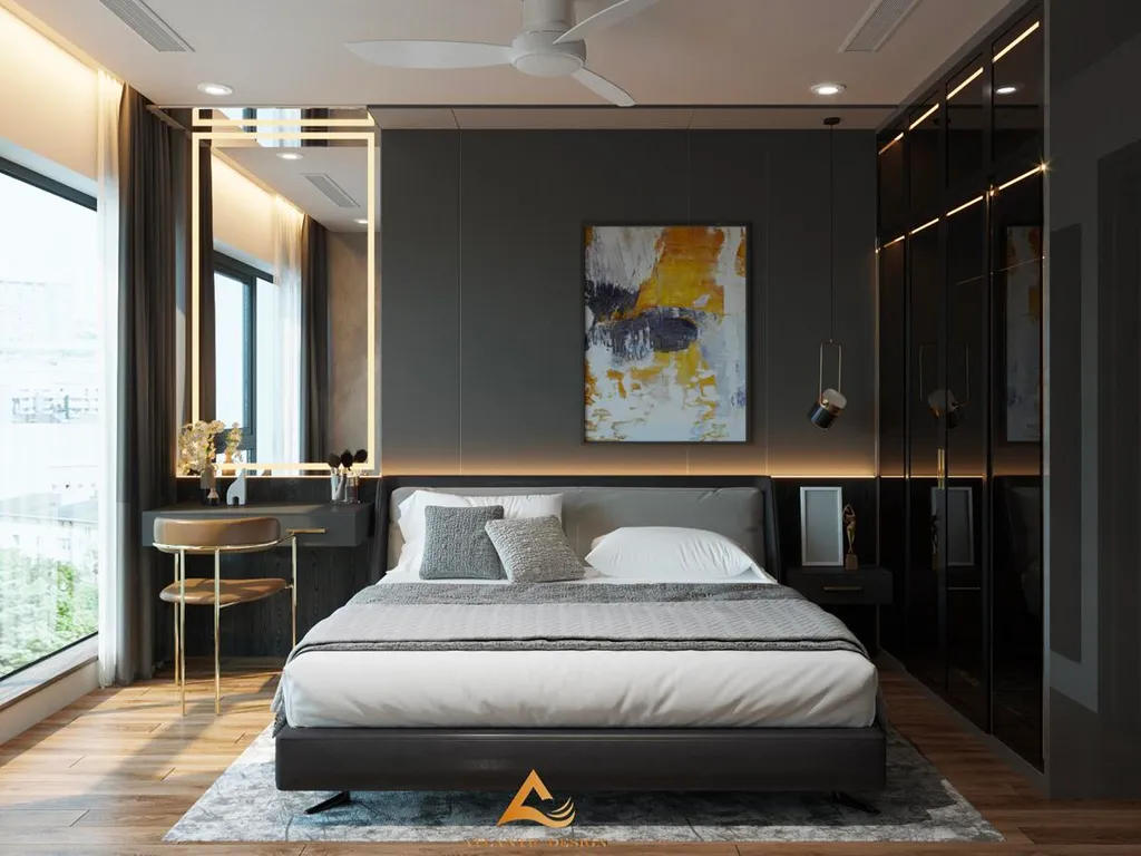 Phòng ngủ phong cách này thường ưu tiên đón nhận ánh sáng tự nhiên với thiết kế cửa lớn