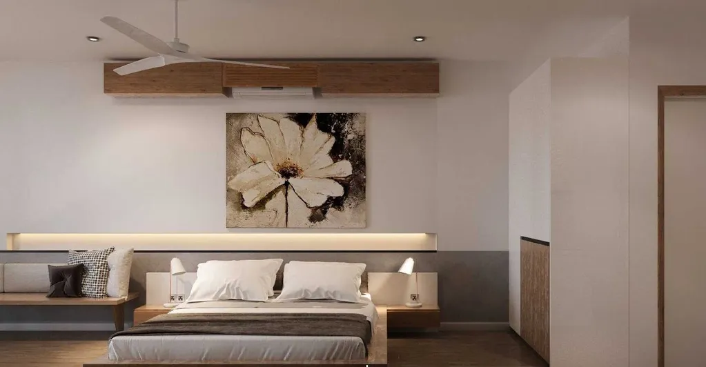 Phòng ngủ theo phong cách Rustic hiện đại nhẹ nhàng và ấm cúng, trang nhã.