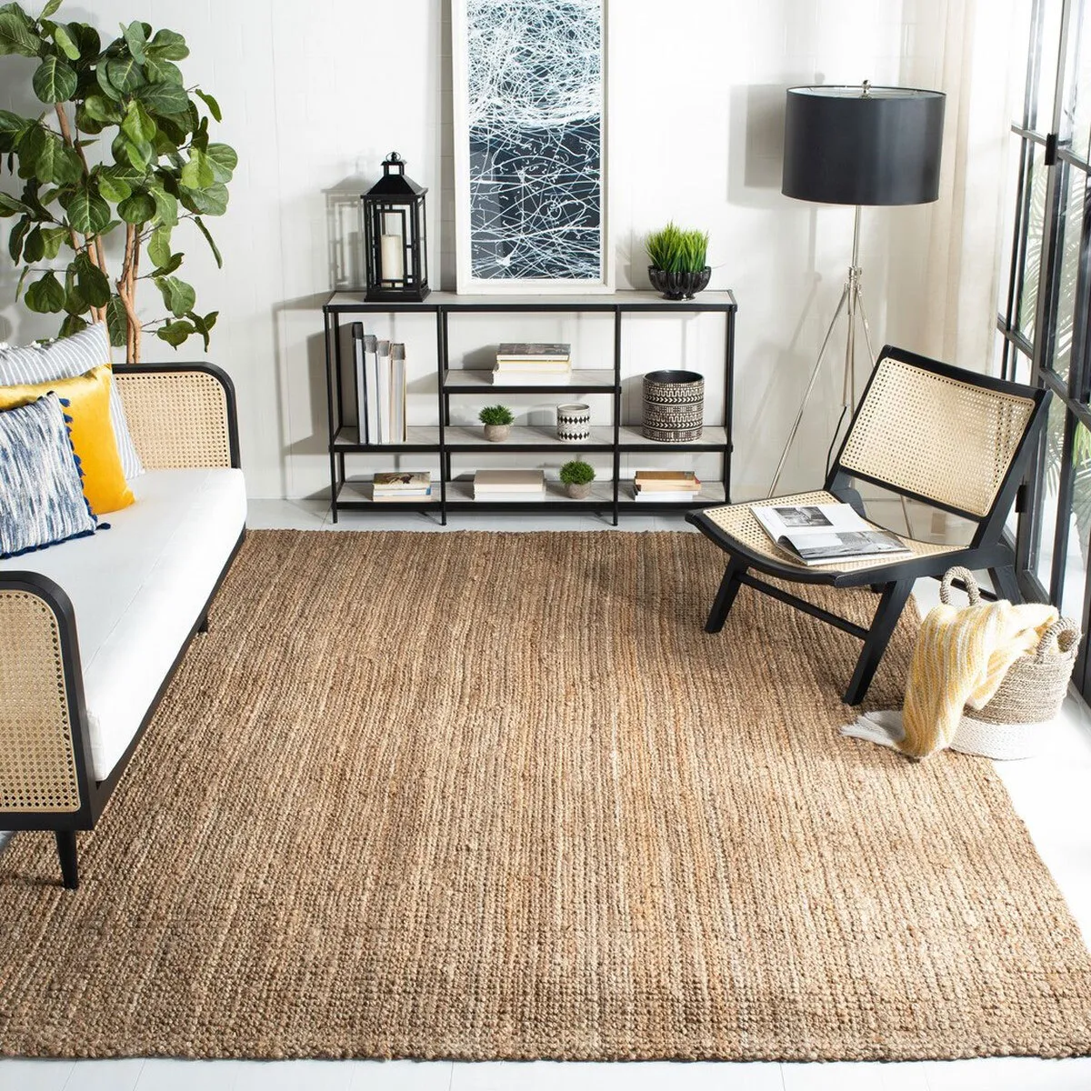 Thảm trải sàn làm từ chất liệu đay thích hợp để trải cho phòng khách